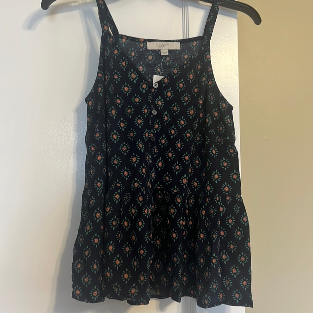 LOFT navy peplum tank